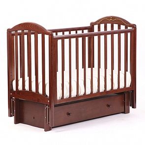 Детская кровать с инкрустацией стразами Лель АБ 17.3 Лилия маятник продольный, темный орех Д002 (Лель, LIEL_АБ 17.3_темный орех Д002)